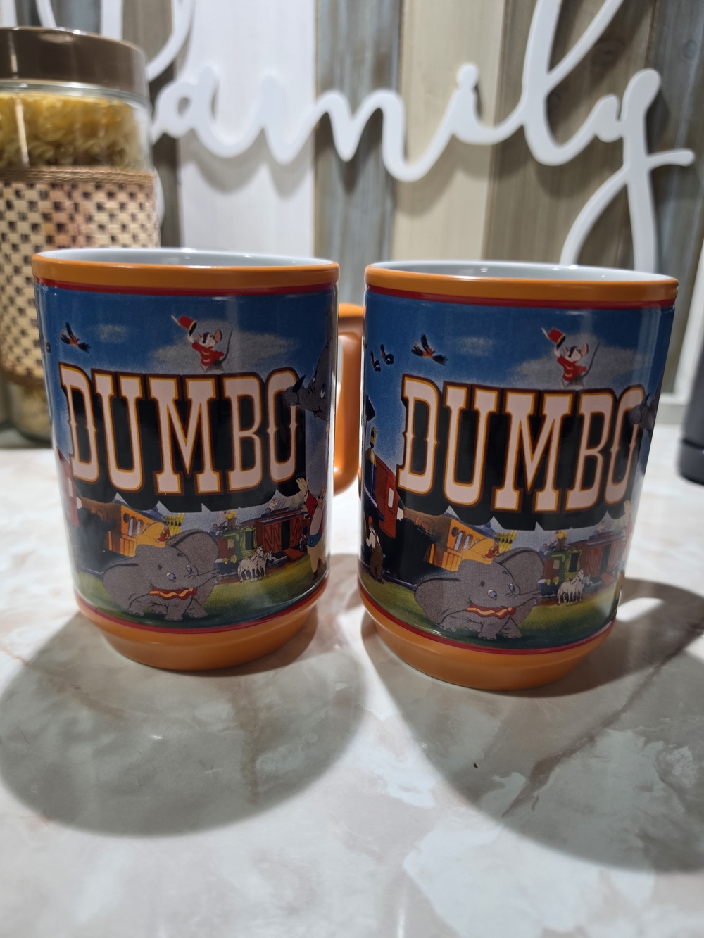 Dumbo Orange Accent Ceramic Mug - Set of 2